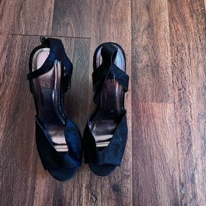 Black glitter wedges